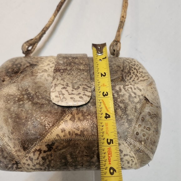 Vintage PATCHWORK Exotic Gray LEATHER Shoulder Bag EUC - Picture 12 of 16